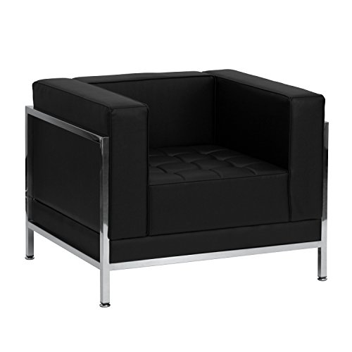 Flash Furniture Hercules Imagination Series Chaise contemporaine en cuir noir avec cadre enveloppant