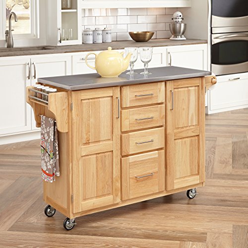 Home Styles Kitchen Cart with Breakfast bar & Stainless...