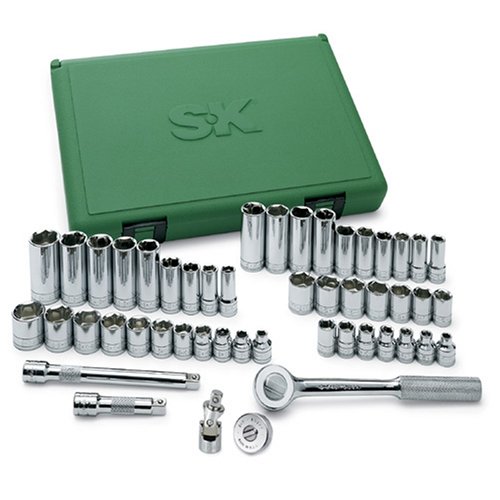  SK Hand Tool SK Professional Tools 94549 Jeu de 49 douilles métriques standard/profondes à 6 pans de 3/8 po - Jeu de douilles chromées avec finition super chromée | Lot de 49 douilles fabriquées...