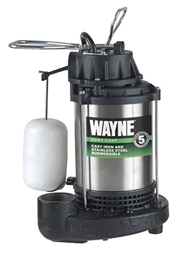 Wayne CDU1000 Pompe de puisard submersible en fonte et acier inoxydable 1 HP avec interrupteur à flotteur vertical intégré - 58321-WYN2