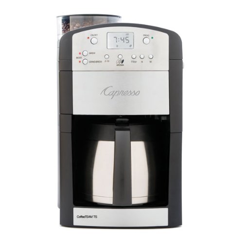 Capresso Cafetière numérique 465 CoffeeTeam TS 10 tasses avec broyeur conique et carafe thermique