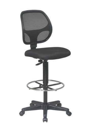 Office Star Chaise de dessinateur à dossier en filet de luxe avec repose-pieds réglable