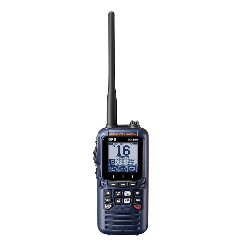 Standard Horizon HX890NB VHF/GPS portatif ASN flottant de classe H de 6 watts - bleu marine