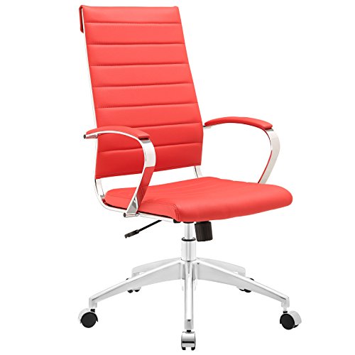 Modway Chaise de bureau à dossier haut Jive - Rouge + Ebook GRATUIT pour des inspirations de conception de maison moderne