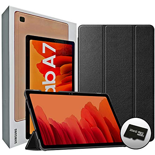 Samsung Galaxy Tab A7 10.4 2020 ? Ensemble international de tablettes à écran tactile Wi-Fi Android 10 pouces 32 Go - Étui rigide mince à trois volets et carte Micro SD 32 Go