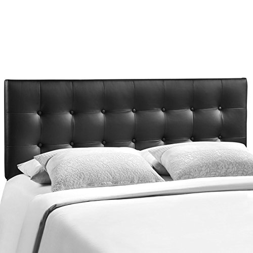 Modway Tête de lit capitonnée capitonnée en similicuir pour très grand lit Emily en noir