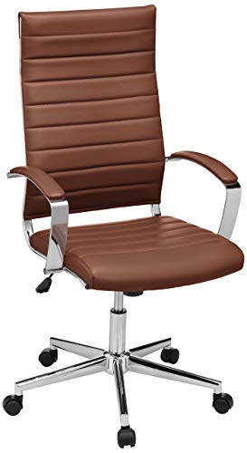 Amazon Basics Chaise de bureau pivotante à dossier haut avec rembourrage nervuré Puresoft