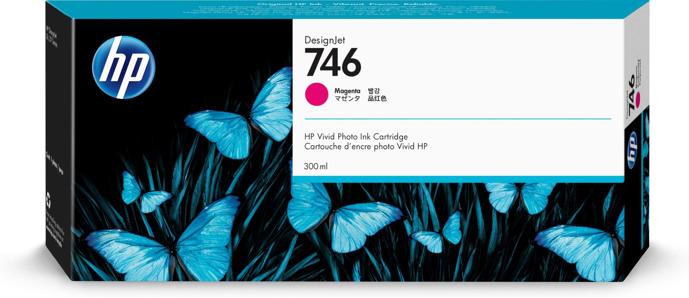 HP Cartouche d'encre authentique 746 magenta 300 ml (P2V78A) pour imprimantes grand format DesignJet Z6 et Z9+