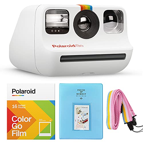 Polaroid GO Instant Mini Camera Blanc + Film Couleur GO - Double Pack + Album + Bandoulière