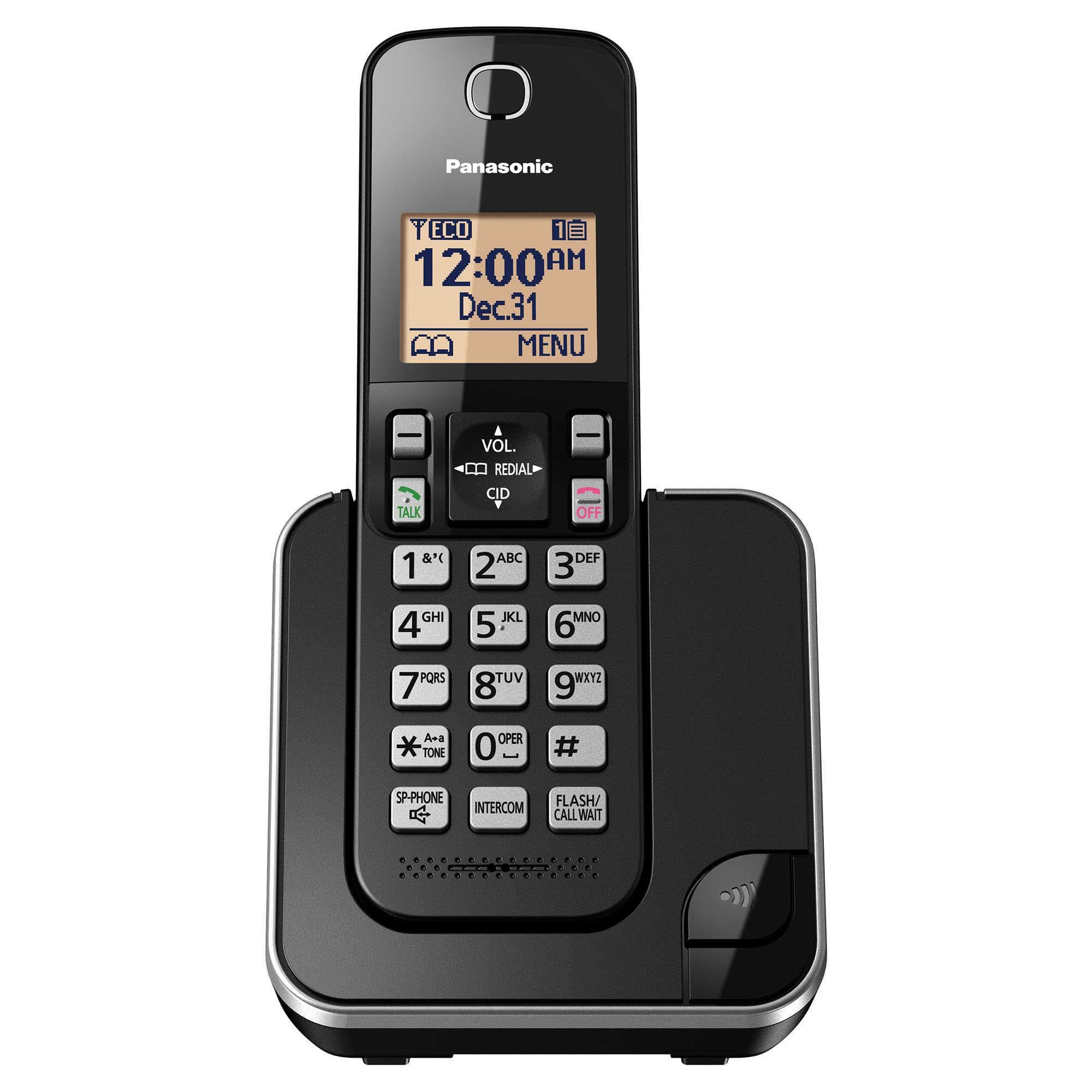 Panasonic Système téléphonique sans fil extensible avec affichage rétroéclairé ambre et blocage d'appels