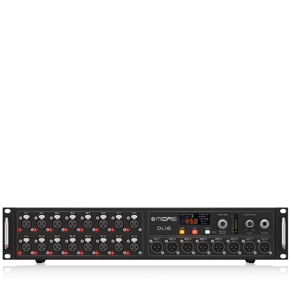 MIDAS DL16 16 Input, 8 Output Stage Box with 16  Microphone Preamplifiers, ULTRANET and ADAT Interfaces