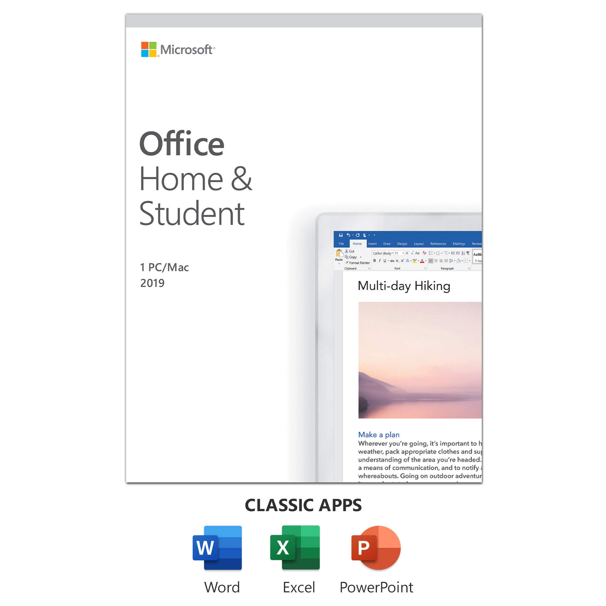 Microsoft Office 2019 Famille et Étudiant - Coffret - 1 PC/Mac