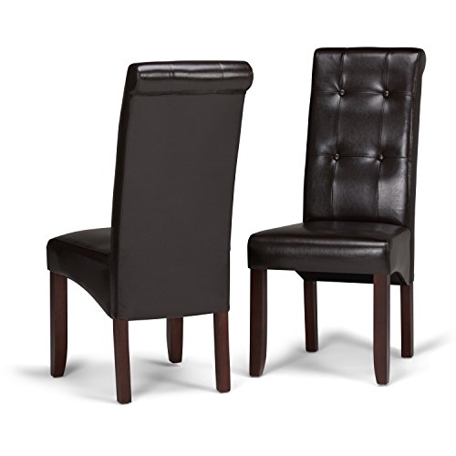 SIMPLIHOME Cosmopolitan Contemporary Deluxe Tufted Parson Chair (Ensemble de 2) en similicuir brun Tanners