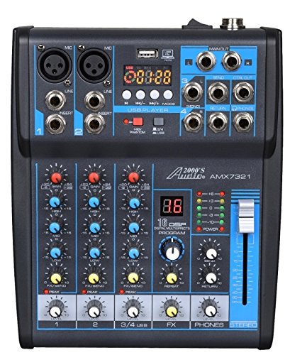 Audio 2000S Audio2000'S AMX7303 - Mélangeur audio professionnel à quatre canaux avec processeur USB et DSP