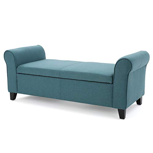 GDF Studio Christopher Knight Home Hayes Banc de rangement en tissu armé Bleu sarcelle foncé