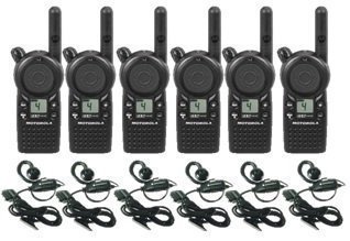 Motorola 6 Pack of  CLS1410 Walkie Talkie Radios with Headsets, Black