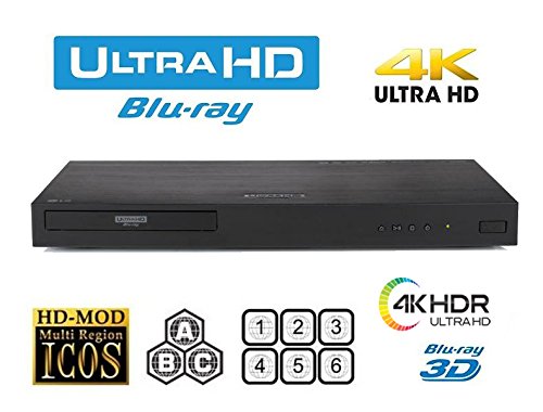 HDI LG UHD 4K Lecteur DVD Blu Ray Disc Régional - PAL NTSC Ultra HD - USB - 100-240V 50/60Hz pour une utilisation mondiale et câble HDMI 4K multi-systèmes de 6 pieds