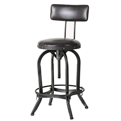 Great Deal Furniture Tabouret de bar industriel en métal avec dossier Samthorn