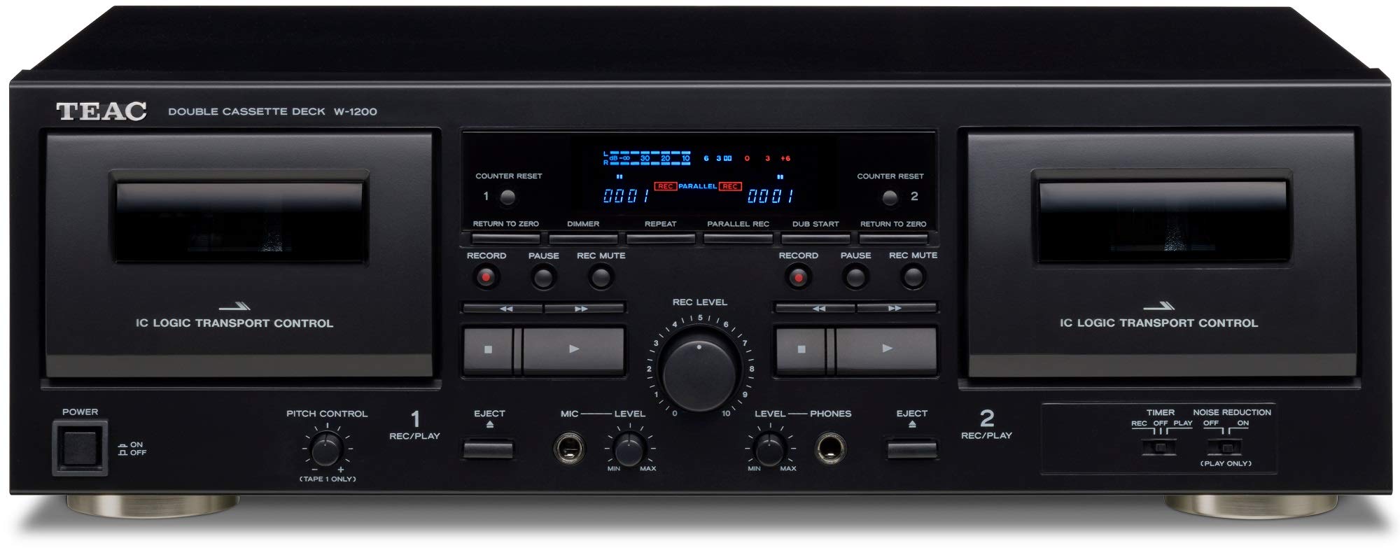 Teac W-1200 Dual Cassette Deck avec enregistreur/USB/Pitch/karaoke-Mic-in et télécommande