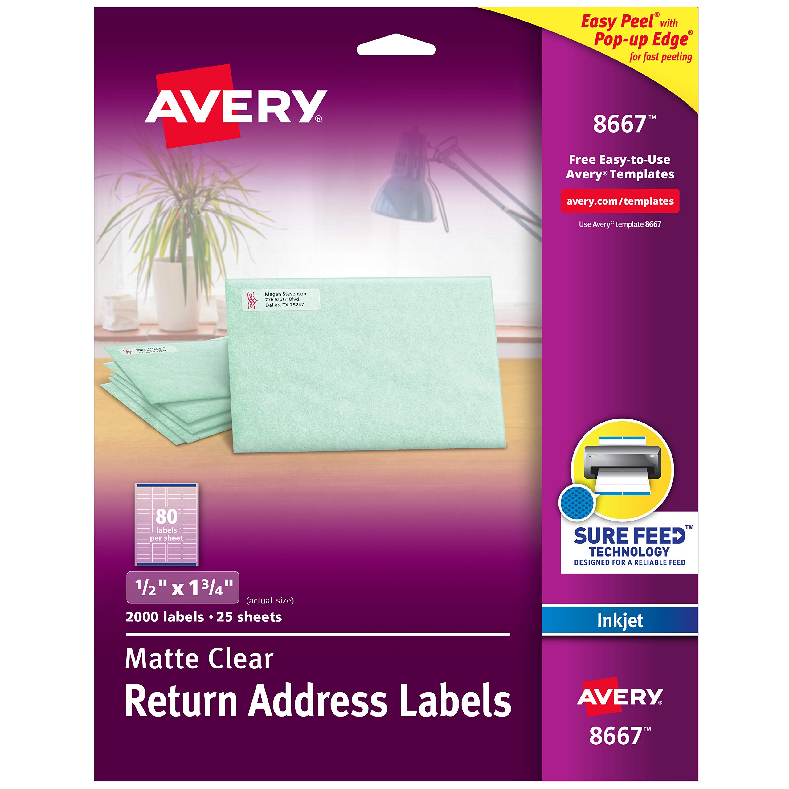Avery Étiquettes d'adresse de retour transparentes faciles à décoller 1/2'' x 1-3/4''