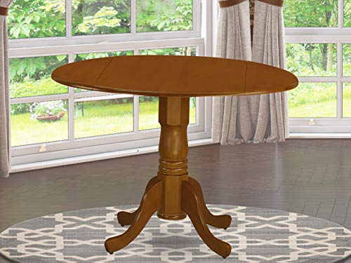 East West Furniture -- DROPSHIP Table ronde DLT-SBR-TP avec feuilles tombantes de 29 pi en brun selle