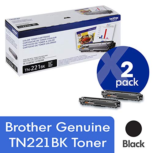 Brother Cartouche de toner noir à rendement standard TN221BK authentique avec un rendement d'environ 2 500 pages/cartouche