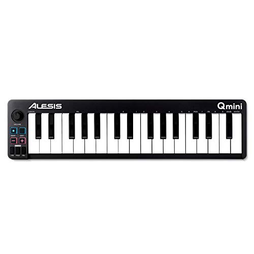 Alesis Qmini - Contrôleur de clavier MIDI USB 32 touches portable avec touches d'action de synthétiseur sensibles à la vélocité et logiciel de production musicale inclus