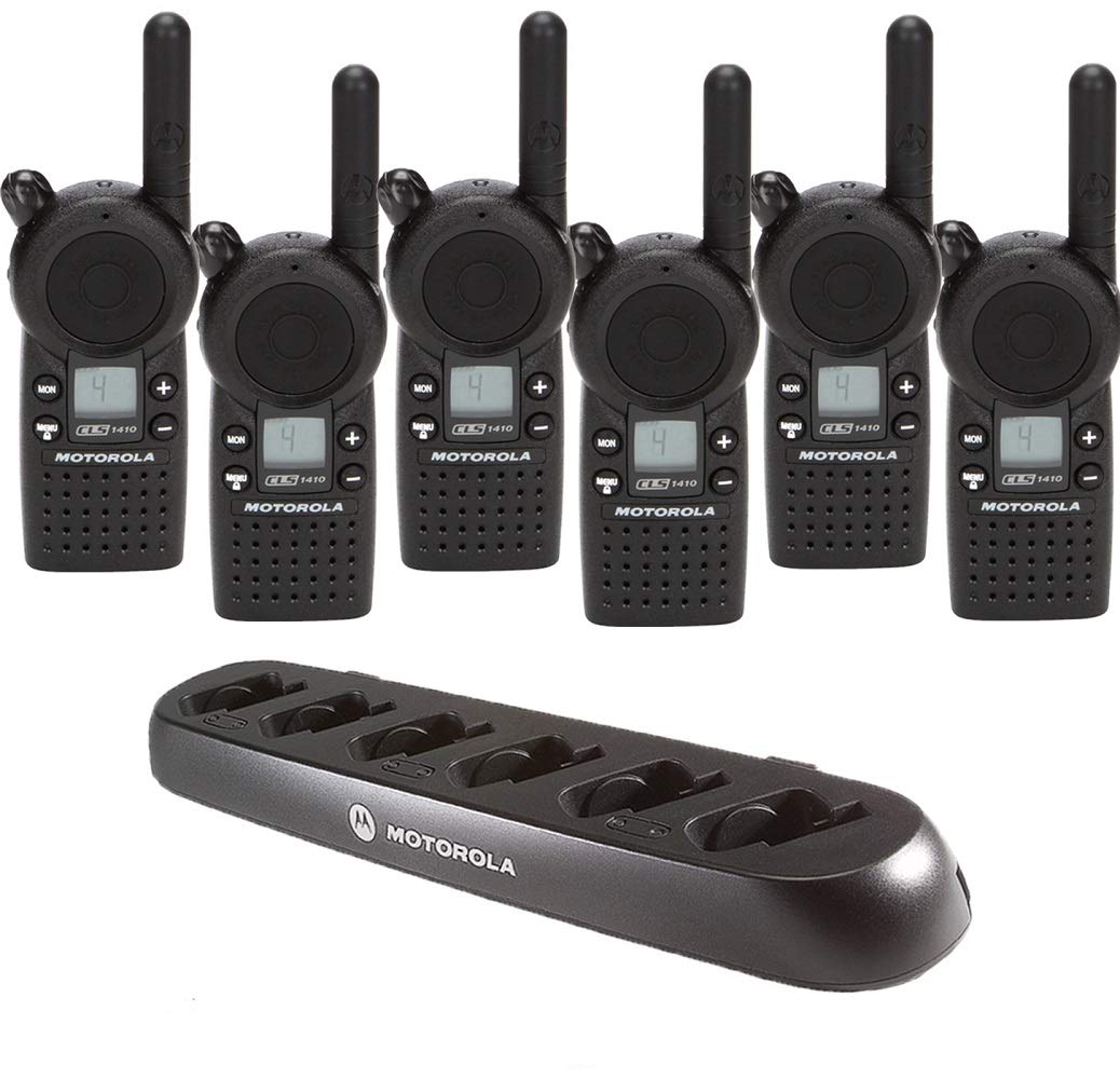 Motorola Solutions 6 CLS1410 - UHF 1 Watt 4 Channel Radios & 1 56531 6 Radio Charger by  - Intended for Business Use Black