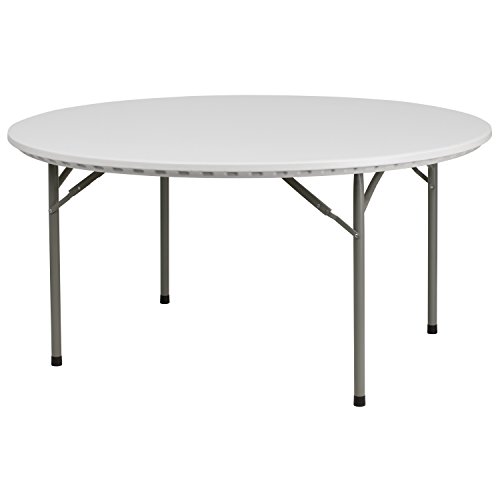 Flash Furniture Table pliante ronde en plastique granit...