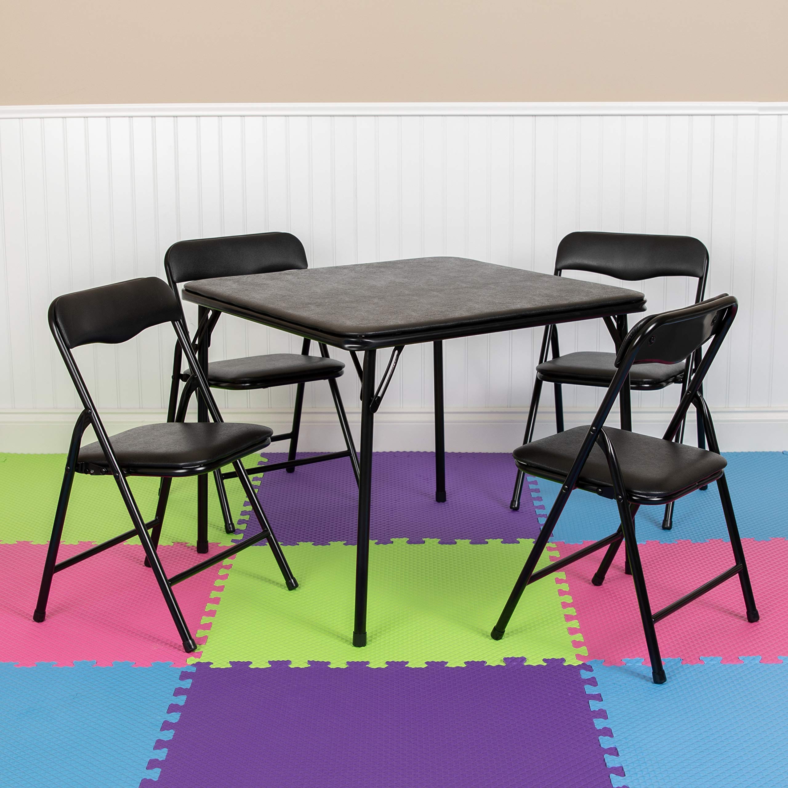 Flash Furniture Ensemble de 5 chaises et table pliantes noires pour enfants