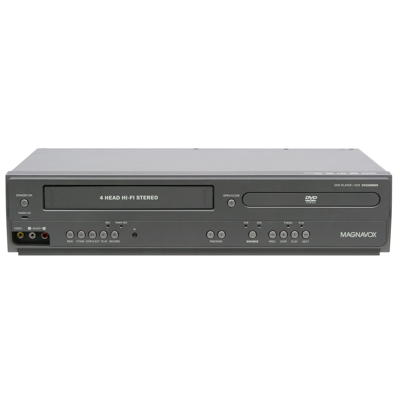 Magnavox Lecteur DVD DV225MG9 et magnétoscope stéréo Hi-Fi à 4 têtes avec enregistrement en ligne