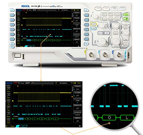 Rigol DS1202Z-E Oscilloscope numérique 2 canaux 200 mégahertz Multimètre de forme d'onde numérique Visualisation et analyse de base en temps réel avec écran 7 pouces