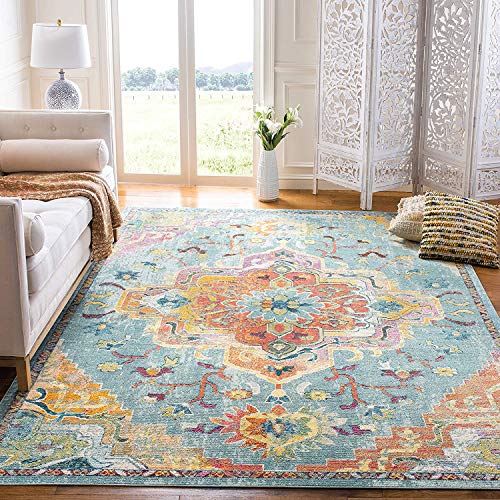 Safavieh Tapis Crystal Collection CRS501J turquoise et orange (5 pi x 8 pi)