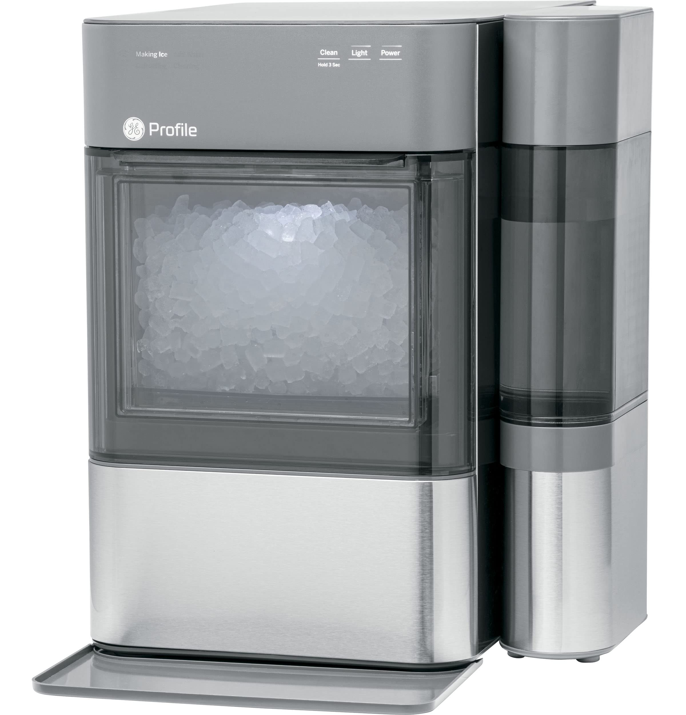 GE Opale 2.0 | Machine à glaçons de comptoir avec réservoir latéral | Machine à glace avec connectivité WiFi | Essentiels de la cuisine pour la maison intellinte | Acier inoxydable