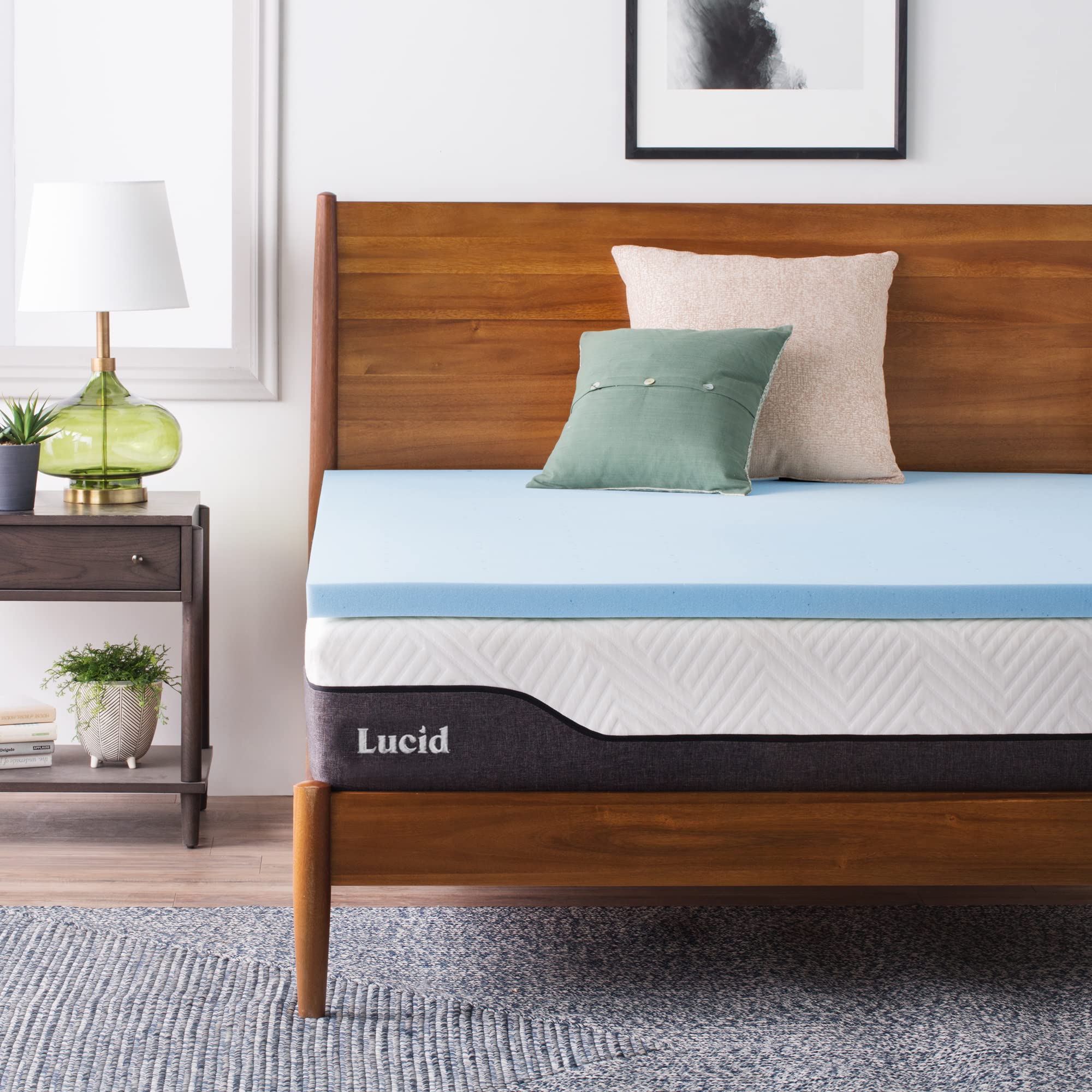 Lucid Surmatelas double de 2 pouces - Mousse à mémoire de forme infusée de gel