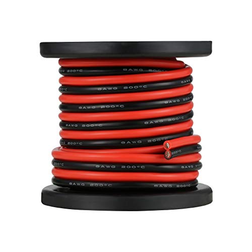 BNTECHGO Fil toronné noir rouge de bobine de fil de silicone parallèle de 2 conducteurs