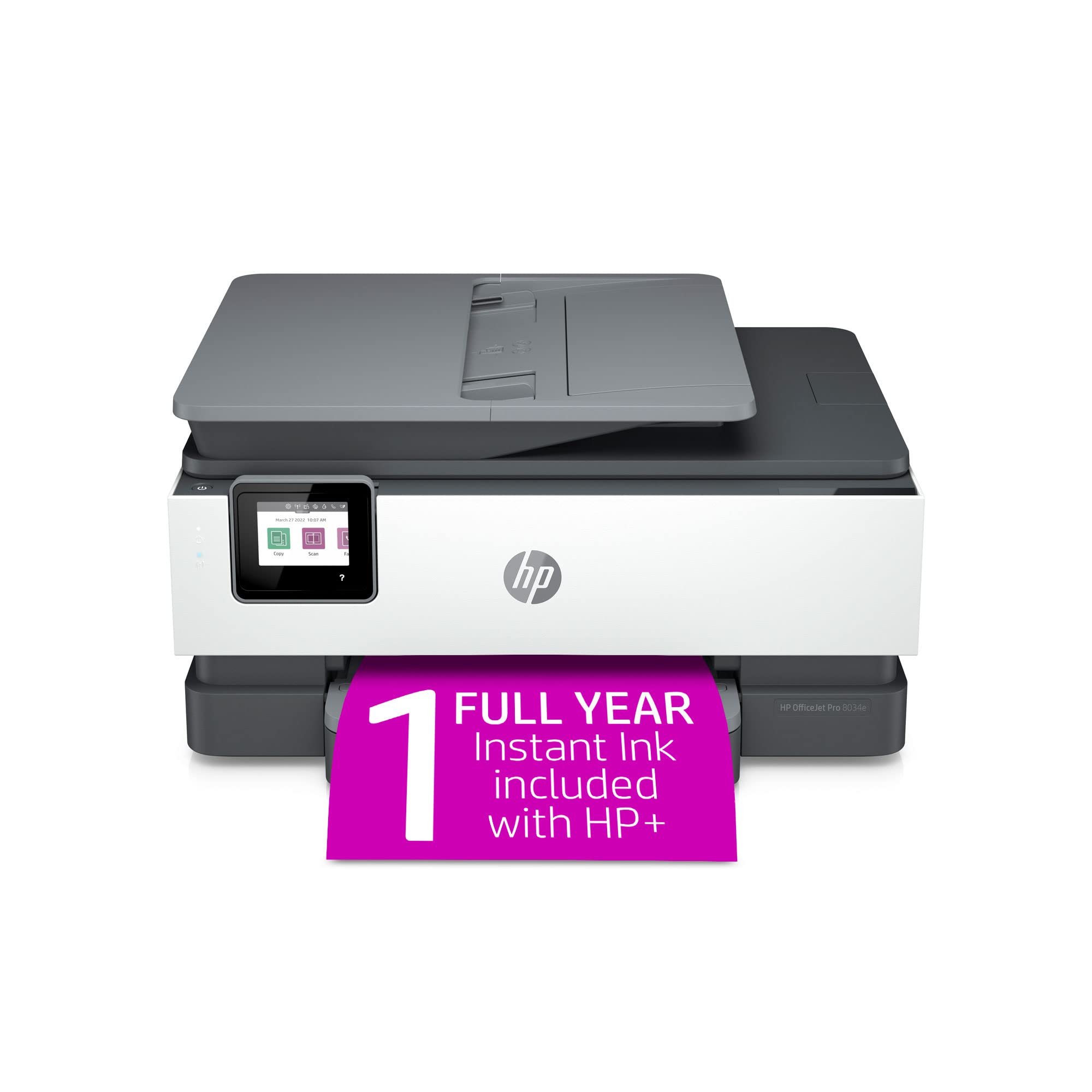 HP Imprimante tout-en-un couleur sans fil OfficeJet Pro 8034e avec 1 année d'encre instantanée