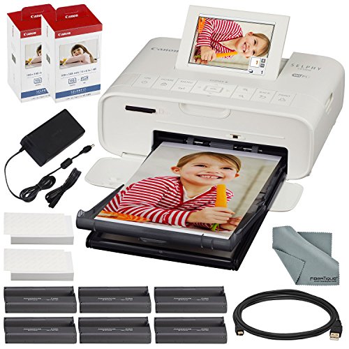 Canon Imprimante photo compacte SELPHY CP1300 (blanche) avec WiFi et ensemble d'accessoires avec encre couleur 2X et jeu de papier