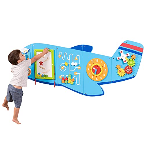 Learning Advantage Panneaux muraux d'activités d'avion - Centre d'activités pour tout-petits - Jouet mural pour enfants de 18 mois et plus - Décor pour aires de jeux pour enfants