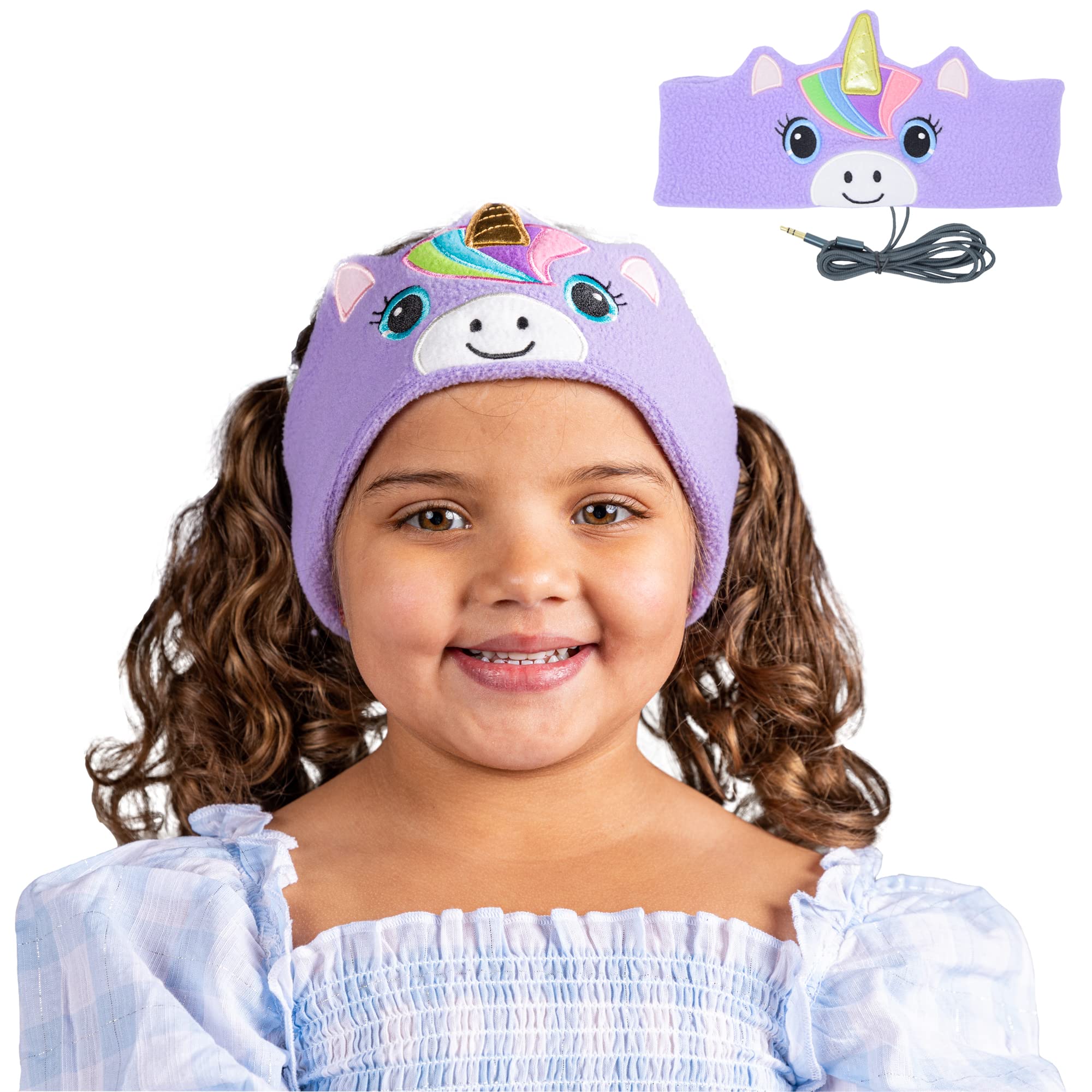 CozyPhones Casque bandeau sur l'oreille - Casque pour enfants à volume limité avec haut-parleurs fins et bandeau extensible super doux - Mystic Unicorn