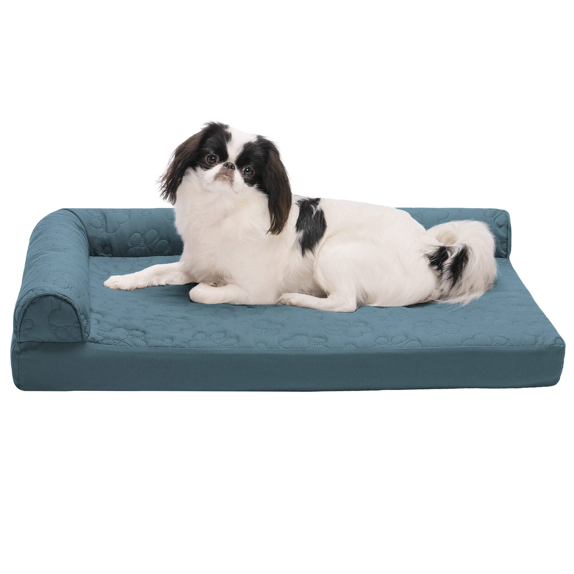 Furhaven Lit pour chien orthopédique moyen Pinsonic Chaise matelassée en forme de patte en L avec lavabo amovible