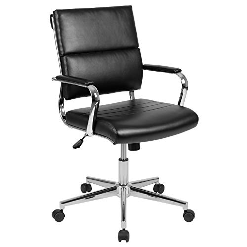 Flash Furniture Chaise de bureau pivotante de direction à panneau contemporain en cuir noir