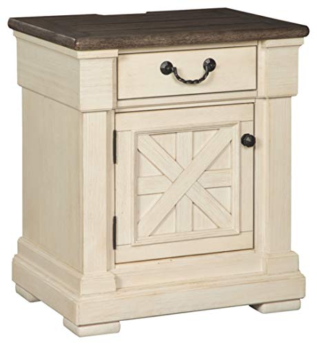 Ashley Furniture Signature Design - Table de nuit à un tiroir Bolanburg avec armoire - Décontracté vintage - Blanc antique