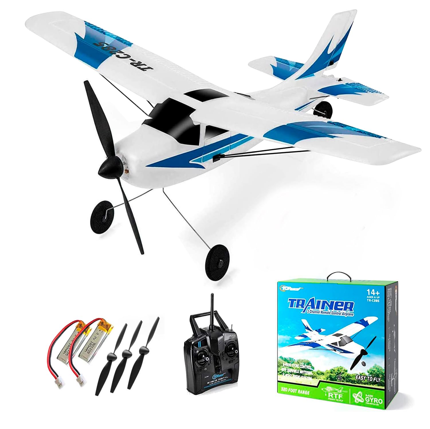  Top Race Avion télécommandé – Avion RC 3 canaux alimenté par batterie – Avions radiocommandés pour adultes et enfants de 8 à 12 ans – Jouet cadeau de Pâques – Avions électriques faciles...