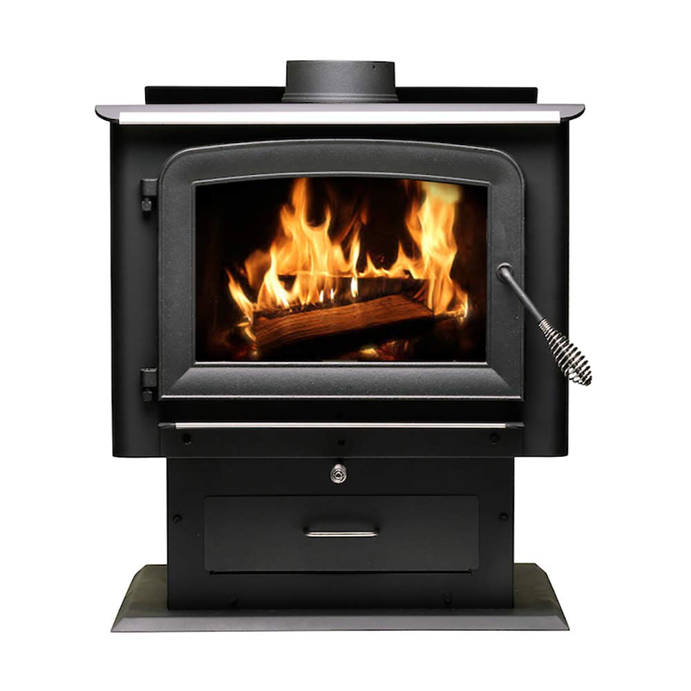 Ashley Hearth AW2520E-P 2,500 Sq. Ft. EPA Certified Pedestal Wood Burning Stove, Medium, Black