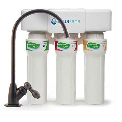 Aquasana Système de filtration d'eau sous évier Claryum à débit maximal en 3 étapes - Filtration de comptoir de cuisine Claryum - Filtre 99 % du chlore - Robinet en bronze huilé - ?AQ-5300+.62