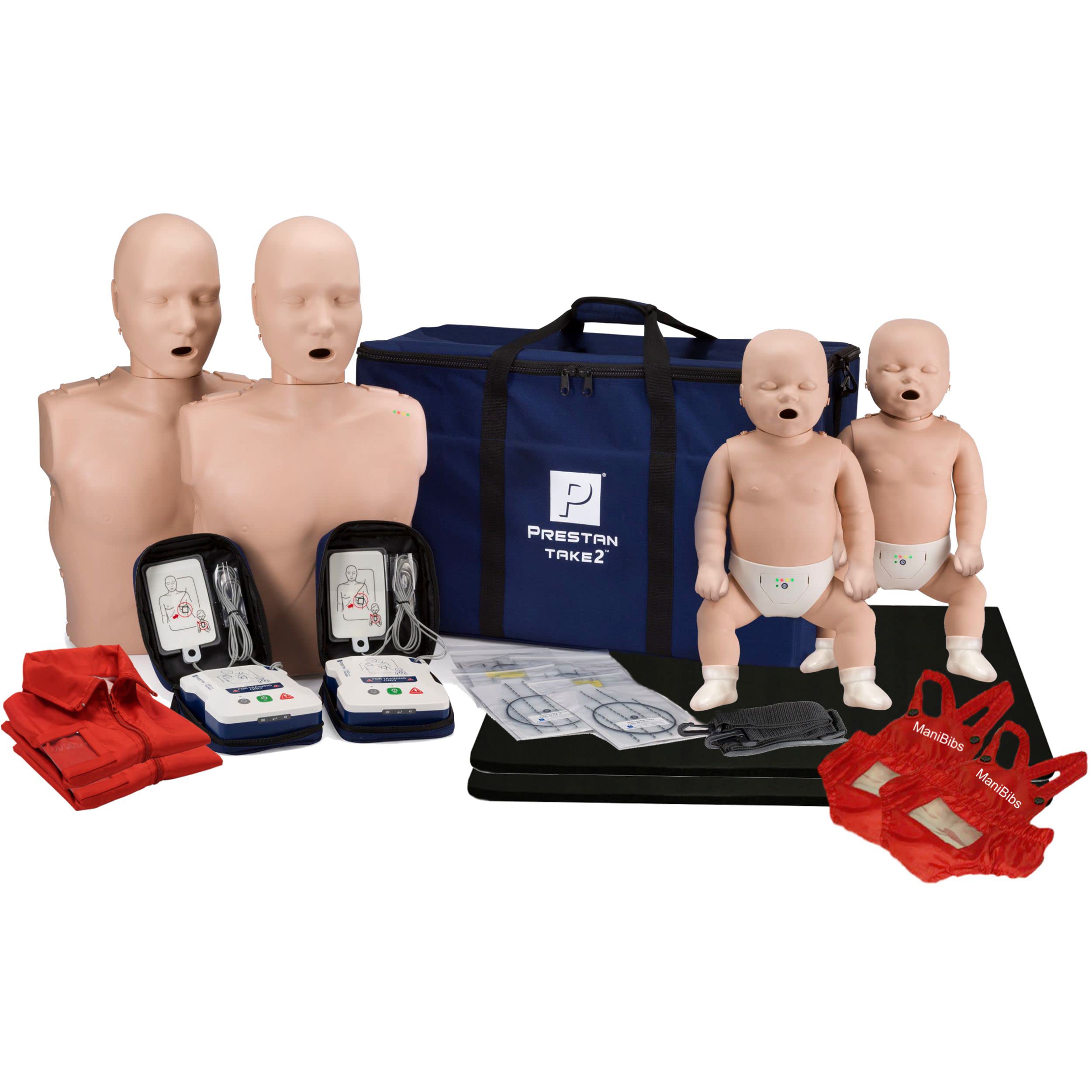 MCR Medical Prestan Take2 CPR Manikin & UltraTrainer Kit with Feedback (2-Adult, 2-Infant, & 2-UltraTrainers) and  Accessories