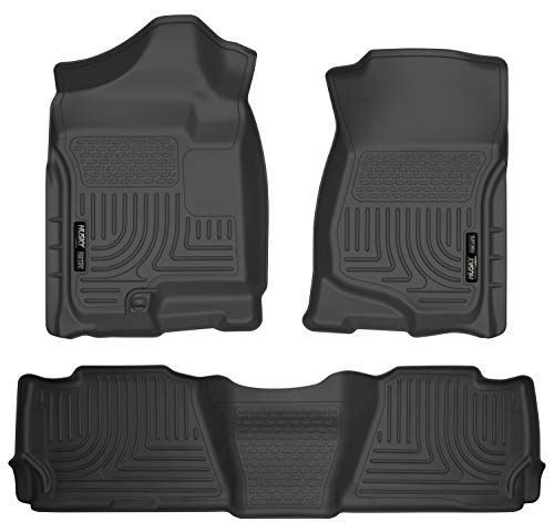 Husky Liners Série Weatherbeater | Doublures de plancher avant et 2e siège - Noir | 98251 | Compatible avec Cadillac Escalade/Chevrolet Tahoe/GMC Yukon 3 pièces 2007-2014.