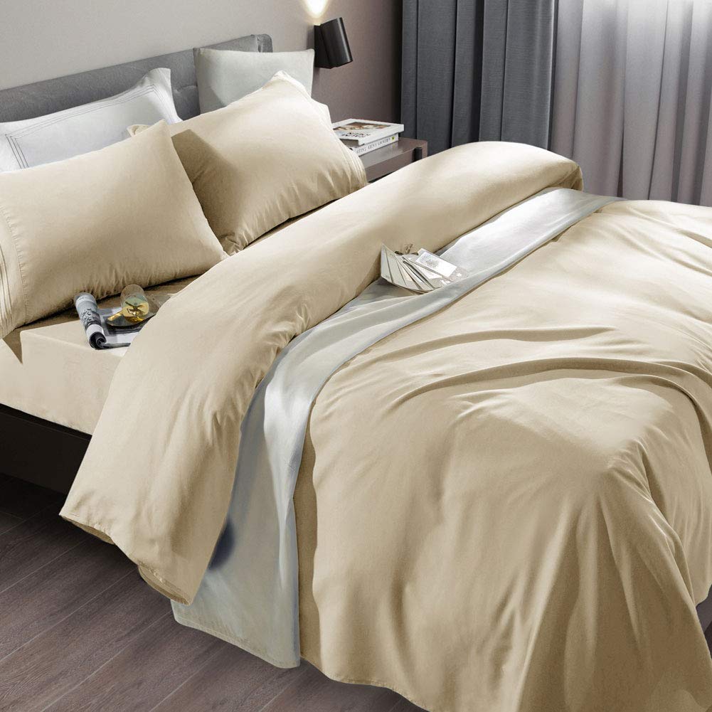 SONORO KATE Ensemble de draps de lit en microfibre super douce 1800 fils au pouce carré draps égyptiens de luxe adaptés aux matelas à poches profondes de 18 à 24 pouces