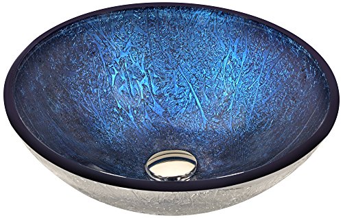 ANZZI Lavabo-vasque en verre trempé - Bleu - Série Arc LS-AZ215 -